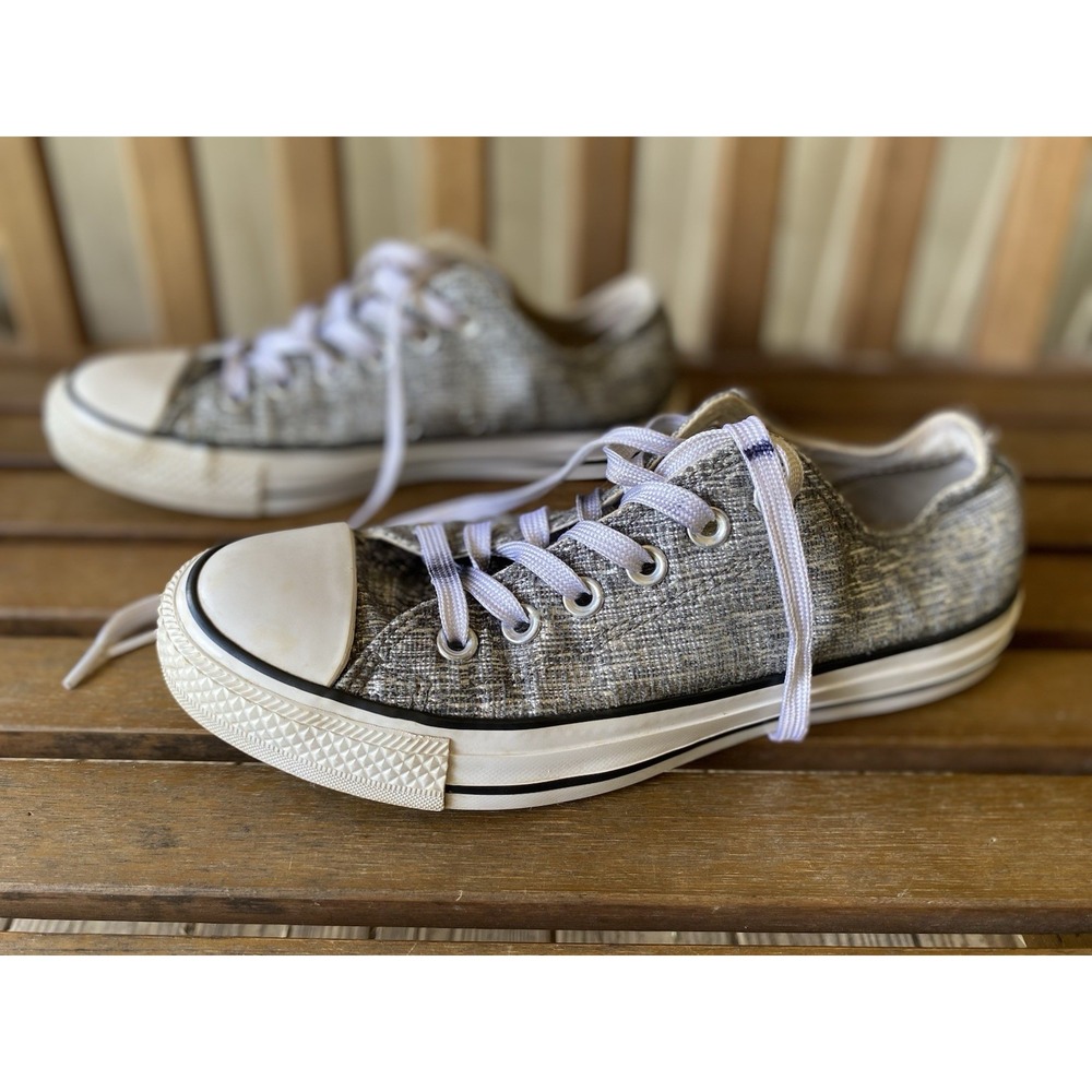 Converse All Star Women's 7 Gray Sparkle Low Top Sneakers School Fun GUC
